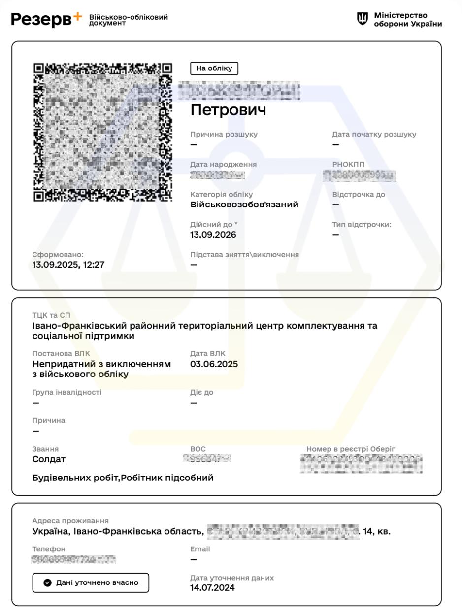 ЗНЯЛИ З РОЗШУКУ КЛІЄНТА, ЯКИЙ БУВ ВИЗНАНИЙ НЕПРИДАТНИМ