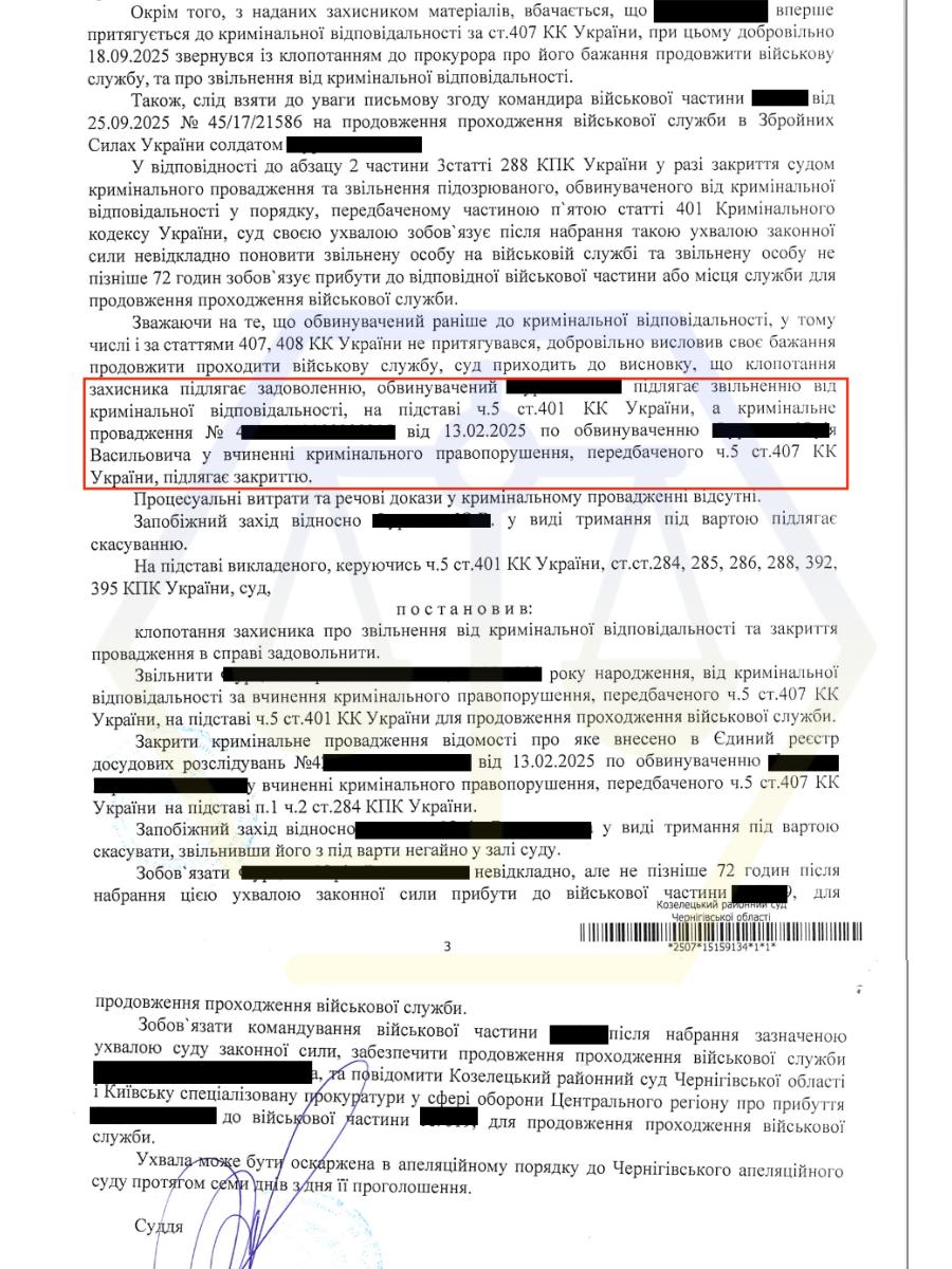 ЗВІЛЬНИЛИ ВІД ВІДПОВІДАЛЬНОСТІ ЗА СЗЧ - Ч.2